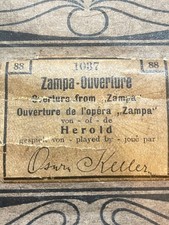 Player Piano Roll ZAMPA OVERTURE