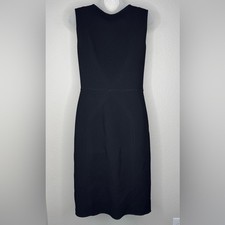 Oscar de la Renta Black Wool Sleeveless Sheath Dress Size 8 Silk Lined Classic