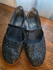 Rieker Black Laser-Cut Leather Mary Jane Flat...