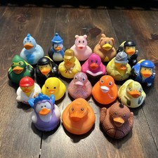 19 Rubber Ducks Assortment Duckies Animals Jeep Ducking Floater Bath Toys