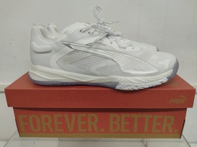 PUMA Accelerate NITRO SQD 4, Handballschuhe, Herren Schuhe weiß-silber Gr.45 Neu