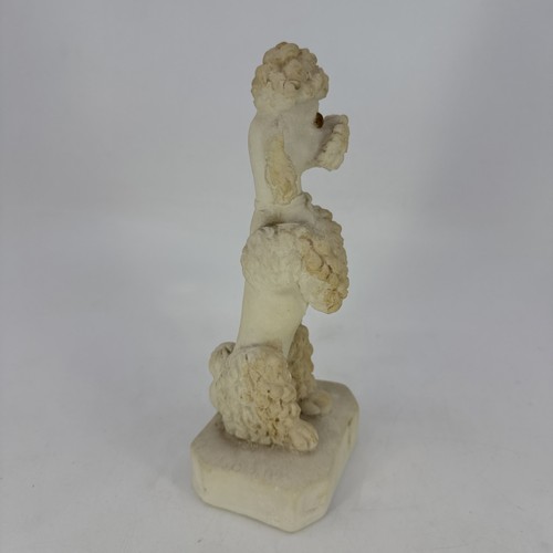Vintage Italy Italian Alabaster Barometer Poodle Figurine White 19cm Tall Dog - Picture 3 of 7