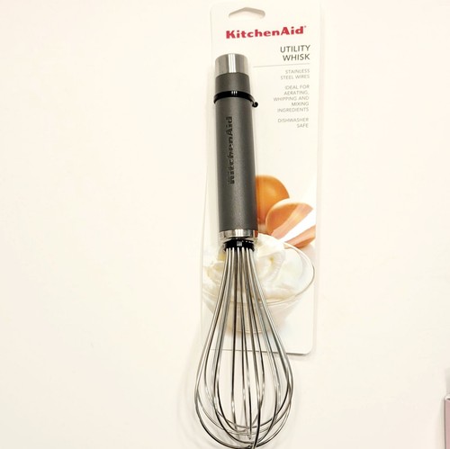 KitchenAid Gourmet Matte Gray Utility Kitchen Whisk 10.5 in Stainless Steel NEW - Picture 9 of 12
