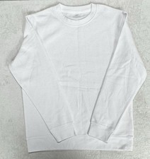 Men  s Unisex White Pullover Crew Neck Sweatshirt Large