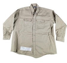 Bulwark Flame Resistant Shirt Mens 2XL Khaki Workwear Button Down Long Sleeve