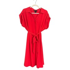 Lane Bryant Red Shirt Dress Cap Sleeves Belted Plus 18/20 Office Career 