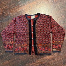 Dale Of Norway/Dale Casual Sweater Womens L Red Wool Nordic Ski Cardigan