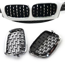 1 Pair  Diamond Style Chrome Front Kidney Grille Grill For BMW X5 E70 2007-13 US