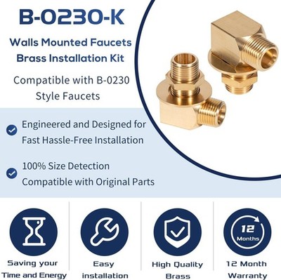 For T&S Brass B-0230-K Installation Kit Wall Mount Faucet 1/2'' NPT Short Elbow