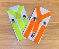 Neon Yellow or Orange "Y" Back Suspenders, Baby Toddler Kids Boys or Girls