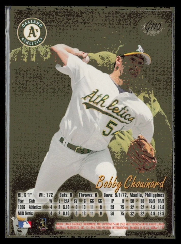1997 Ultra Gold Medallion Bobby Chouinard Oakland Athletics #G110 - Image 2 of 2