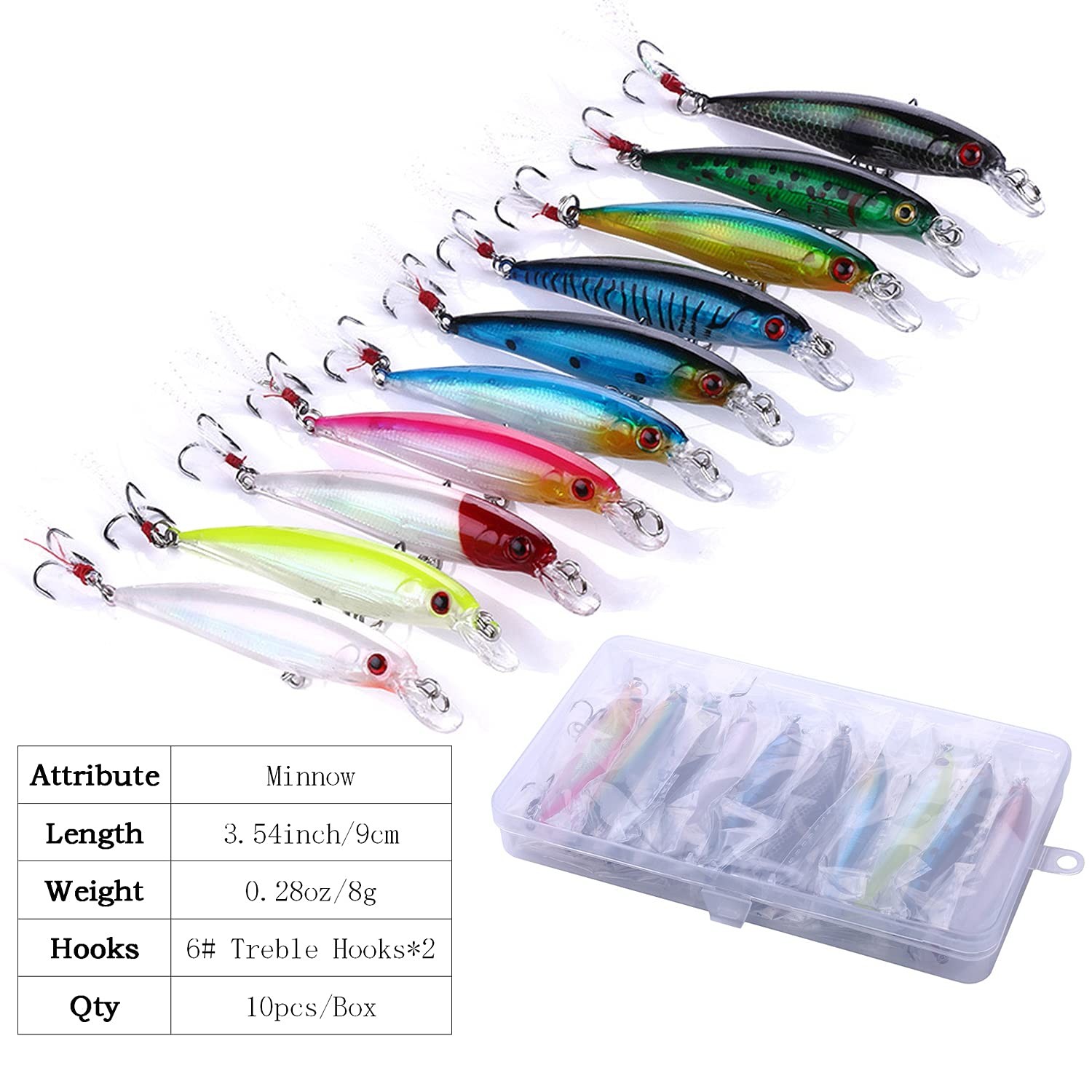 Minnow Lures,Fishing Lures for Bass,Tackle CrankBait Swimbait Topwater Lures ... - Image 2