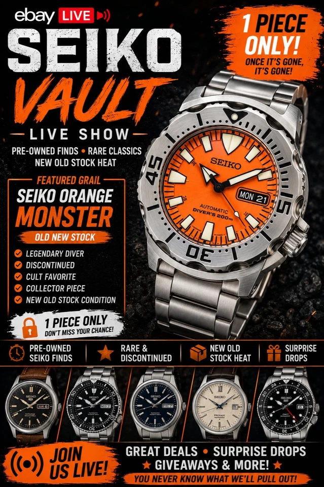 🔥 SEIKO VAULT LIVE | Rare, Pre-Owned & NOS Finds + 1PC ORANGE MONSTER 🔥