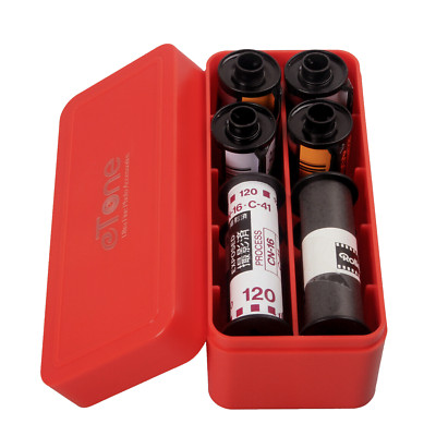Red Hard Plastic Film Storage Box Case Container for 120 135 35mm Format Film