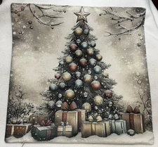 Christmas Tree Winter Scene Christmas Throw Pillow Cover Holiday Home  Decor