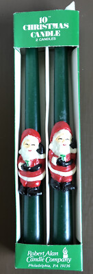 2 VINTAGE Robert Alan 10-inch tapered Santa Claus Christmas Candles