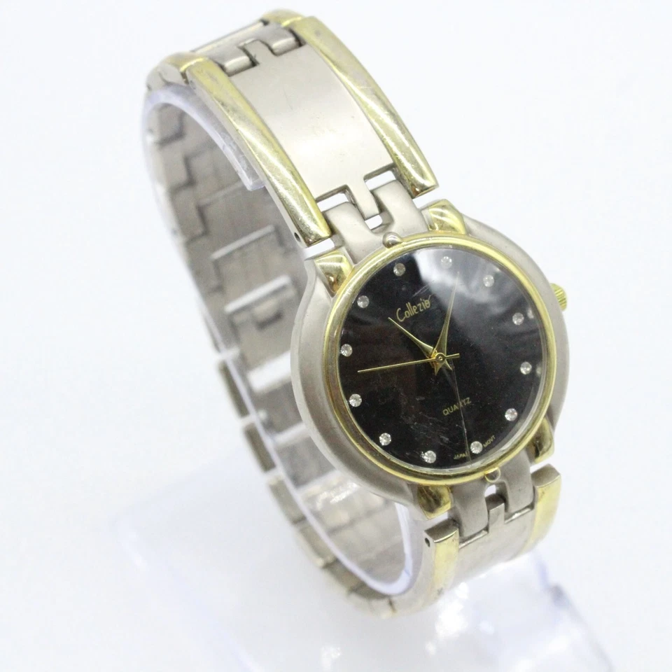 Vintage Collezio Watch Women's Casual Stainless Steel Silver Tone Black Dial Foto 4 de 4