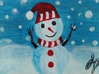 ACEO Original Acrylic Painting SNOWMAN Miniature Art Card New