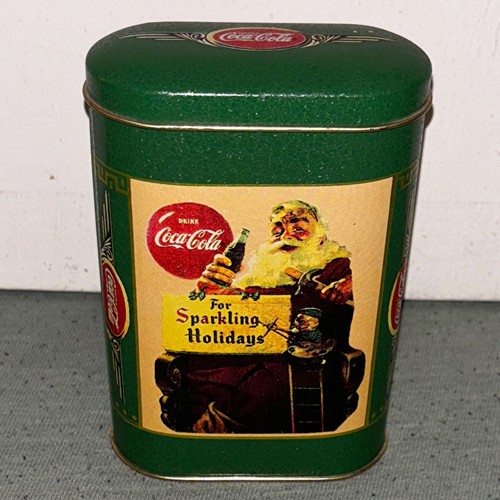 Coca Cola Blech Dose Vintage 1992 Sparkling Christmas Grün 90er Jahre klein - Bild 2 von 7