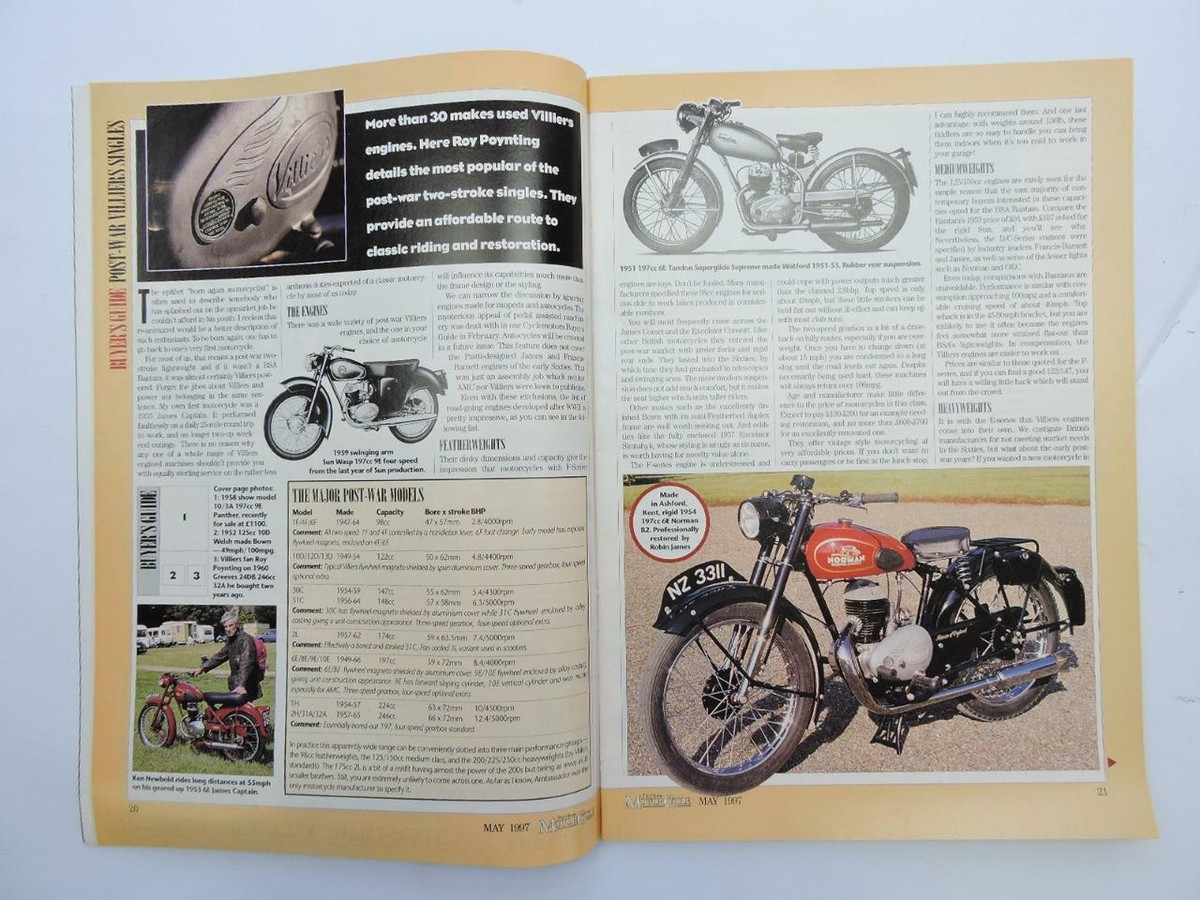 May 1997 The Classic Motorcycle Magazine Thunderbird Villers