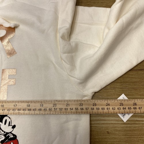 Disney Mickey Mouse Junior Girls Hoodie XXL Cream White Never Out Of Style NWT - Picture 16 of 20