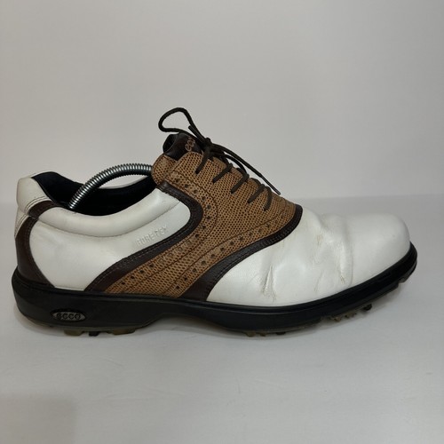 Golf Shoes ECCO Gore-Tex Leather Saddle (US 10.5) (UK 9.5) Brown/White Mint - Picture 2 of 24