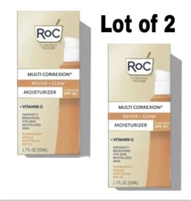 RoC LOT/2-Multi Correxion Revive+Glow Moisturizer+Vitamin C-SPF 30-EXP 10/24-NIB