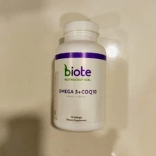 Biote Omega 3 + CoQ10 Heart + Brain 90 Gelcaps Dietary Supplement Exp 07/2025