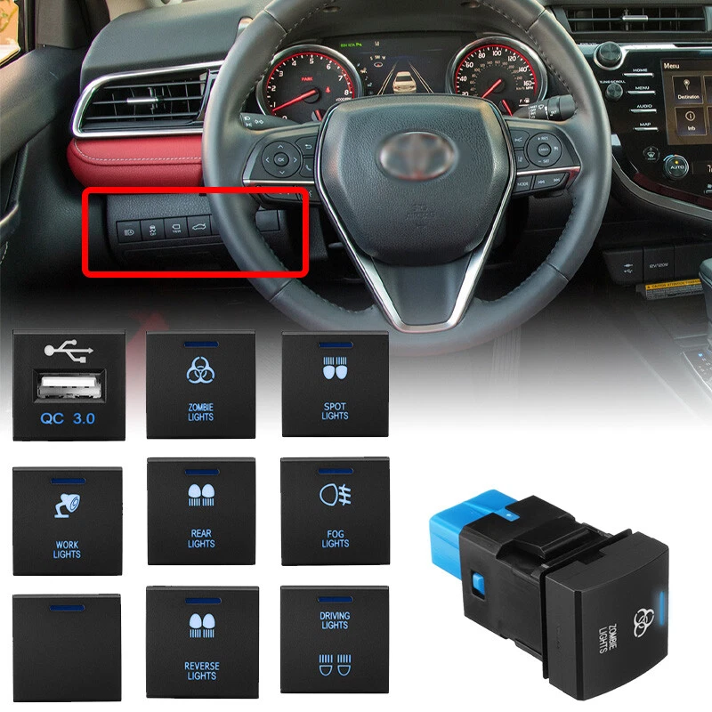Push Switch Button BLUE LED 12 STYLES For Toyota Land Cruiser Prado Rav4 Hiace - Image 2 of 4