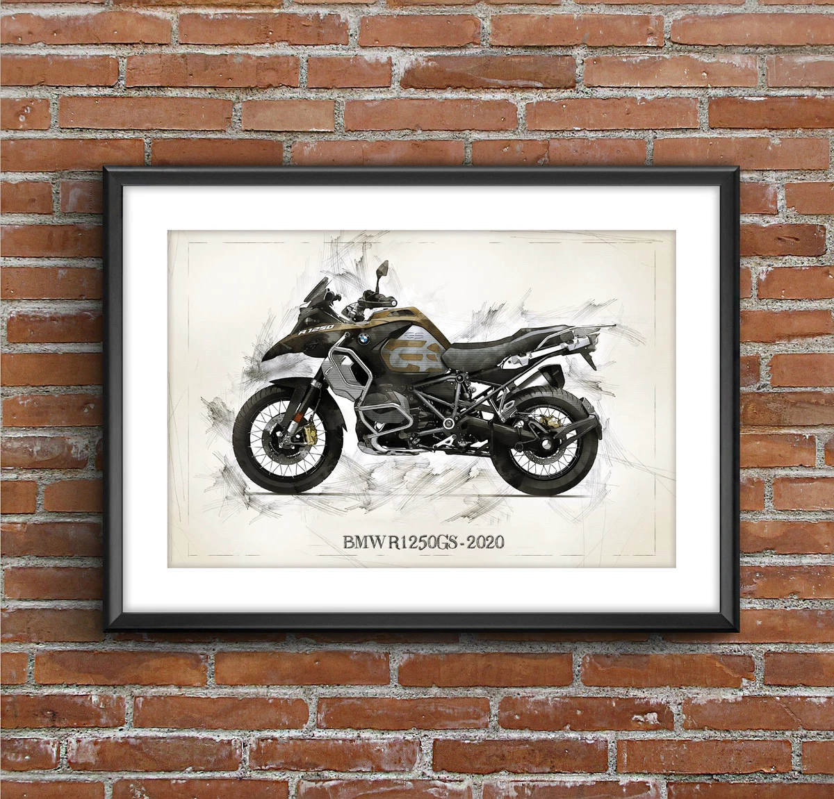 BMW R 1250 GS 2020 Art Sketch Poster without frame