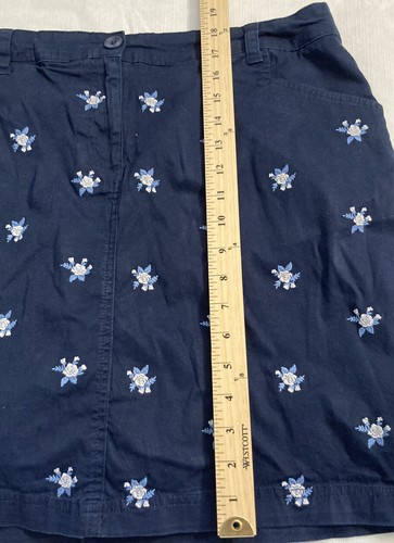 Women’s Karen Scott Skirt 14 Shorts Squort Flower Navy Blue Cotton 90s - Picture 6 of 10