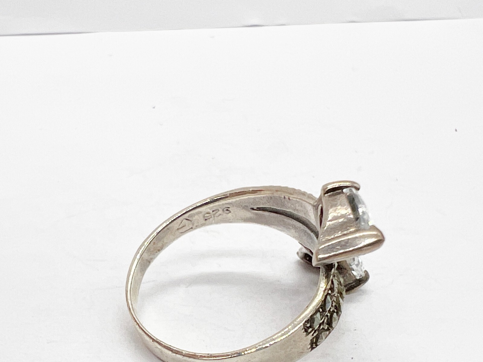 VINTAGE SOLID STERLING SILVER CLEAR GEM MARCASITE… - image 5