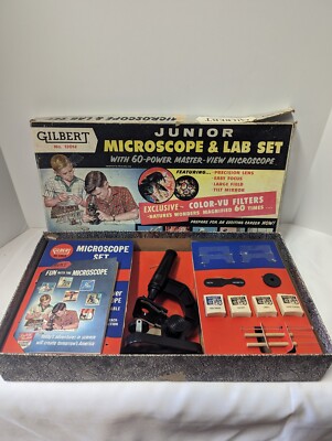Vintage 1958 Gilbert #13014 Junior Microscope & Lab Set Rare
