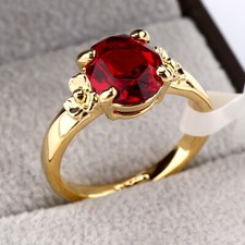 R3060 Simulated Gemstone Solitaire Ring Gold Plated 18KGP Rhinestone Size K1/2-S