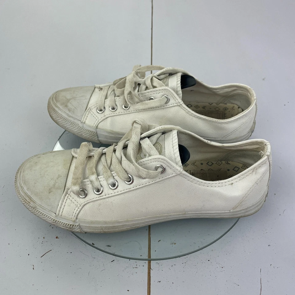 SOULCAL&CO Trainers 7 White Shoes Womens Lace Up Faux Leather Plimsole - Image 3 of 4