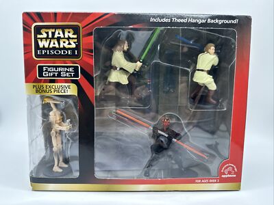 Star Wars Episode 1 Figurine Set Qui-Gon Jinn Obi-Wan Kenobi Darth Maul +Droid