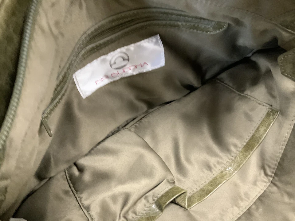 Bolso de Hombro Hobo Big Buddha Santa Bárbara, Trabajo Lástico Verde Oliva Foto 3 de 3