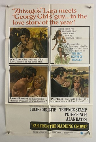 FAR FROM MADDING CROWD Movie Poster (Fine+) One Sheet 1968 Julie Christie 21284