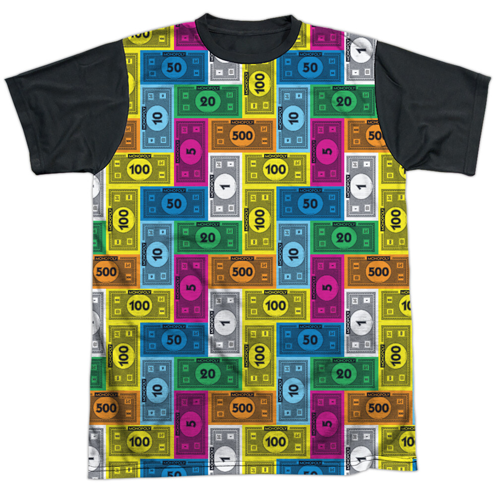 Monopoly Cash Rich Adult Halloween Costume T-Shirt Black Back Sizes S-3XL