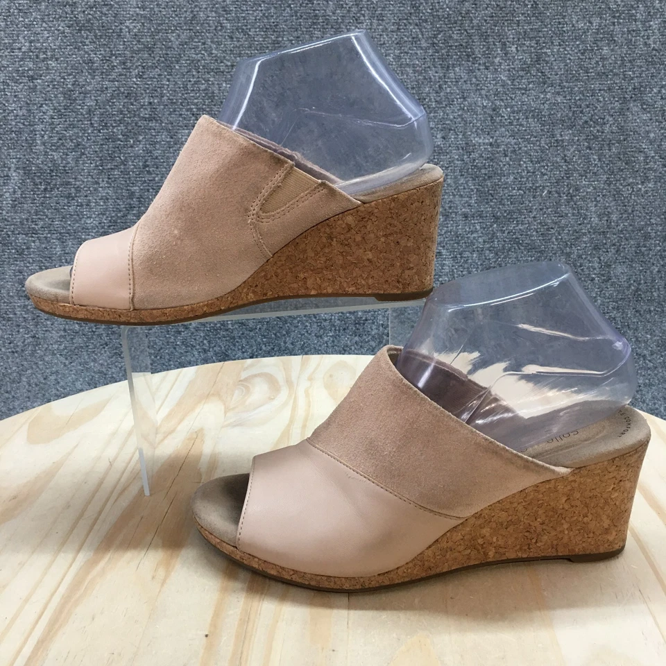 Sandalias Clarks para mujer 8,5 M Lafley Wave sin cordones cuña deslizable 26148337 marrón gamuza Foto 2 de 4