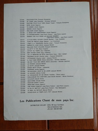 Week-End par Andre Gagnon Publications Chants De Mon Pays 1977 Beloeil Canada - Picture 2 of 2