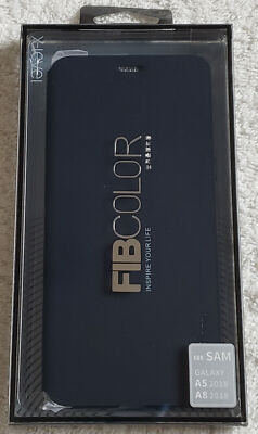 Für Samsung Galaxy A5 A8 2018 X-Level FIBCOLOR Ult Slim Full Flip Case/Ständer BLU