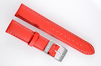 Locman Lederband rot 19/16 mit  Kontrastnaht und Dornschließe