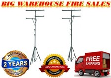 2 MR DJ LS-360 Heavy-Duty Portable DJ Light Stand w/ Two Fixture Arms  T-Bar