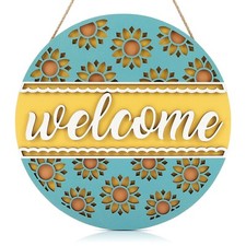 Farmhouse 3D Sunflower Welcome Front Door Sign 12''x12'' , Vintage Summer Wo...