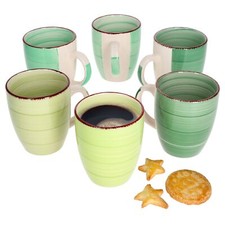 6er Set Kaffeebecher Green Kaffeetassen Becher Grün Kakao Tee Pott Tassen