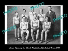 OLD 8x6 HISTORIC PHOTO OF GLENDO WYOMING HIGH SCHOOL BASKETBALL TEAM 1931