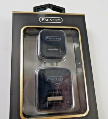 Sentry MP402 Wall Charger 2.1 Amp Plus 1.0 Amp Folding Charger Black New