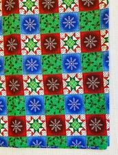 2 Yards X 45" Wide Vintage Fabric Christmas Snow Flakes & Holly By Oakhurst NEW!