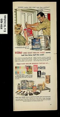 1959 Western Auto Wizard One Coat House Paint Vintage Print ad 8936